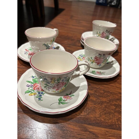 4 x CUP and 6 Saucer LUNEVILLE FRANCE K & G OLD STRASBOURG - Picture 1 of 6